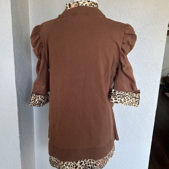 NWOT Robertson Los Angeles 3/4 Sleeved Button Down With Layered Cardigan Size L - Picture 5 of 9